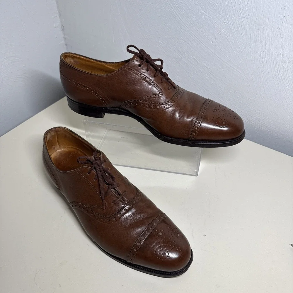 Peal & Co Brooks Brothers Brown Cap Toe Oxford Dress Shoes Mens 9,5 Made England